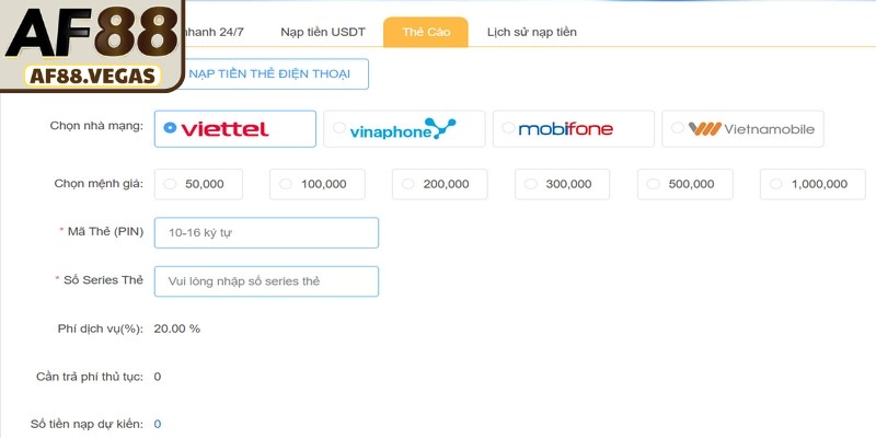 Sử dụng thẻ cào nhà mạng miễn phí với tất cả những giá trị nhỏ